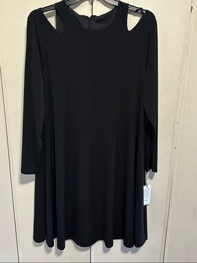 Black Cutout Long-Sleeve Swing Dress